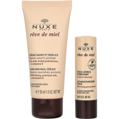 Nuxe Rêve de Miel Hand- und Nagelcreme - Feuchtigkeitsspendender Lippenbalsam Nuxe Rêve de Miel Hand- und Nagelcreme - Feuchtigkeitsspendender Lippenbalsam