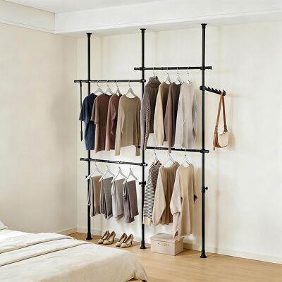 SoBuy Teleskop Kleiderständer, robuster Kleiderstange, verstellbarer offener Kleiderschrank für Schlafzimmer, Garderobenständer, Schwarz SoBuy Teleskop Kleiderständer, robuster Kleiderstange, verstellbarer offener Kleiderschrank für Schlafzimmer, Garderobenständer, Schwarz