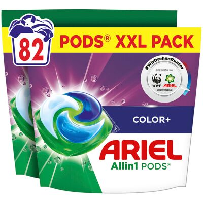 Ariel Allin1 PODS®, Flüssigwaschmittelkapseln 82 Wäschen, Color+, Fleck-Weg-Power ab der 1. Wäsche, selbst in kaltem Wasser Ariel Allin1 PODS®, Flüssigwaschmittelkapseln 82 Wäschen, Color+, Fleck-Weg-Power ab der 1. Wäsche, selbst in kaltem Wasser