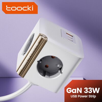 Toocki Steckdosenleiste mit Überspannungsschutz PD33W, USB-C-Ladegerät-Verlängerungskabel mit 4 Wechselstrom-Steckdosen und 2 Type-C-Anschlüssen, Schnelllade-Ladestation für Büro, Studentenwohnheim und Zuhause Toocki Steckdosenleiste mit Überspannungsschutz PD33W, USB-C-Ladegerät-Verlängerungskabel mit 4 Wechselstrom-Steckdosen und 2 Type-C-Anschlüssen, Schnelllade-Ladestation für Büro, Studentenwohnheim und Zuhause