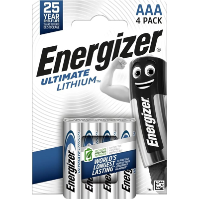 Energizer Batterie Lithium, Micro, AAA, FR03, 1,5 V Ultimate Lithium, Retail-Blister (4er-Pack) Energizer Batterie Lithium, Micro, AAA, FR03, 1,5 V Ultimate Lithium, Retail-Blister (4er-Pack)