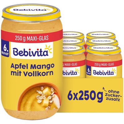 Bebivita Frucht & Getreide Apfel-Mango mit Vollkorn, 250g 6er Pack (6x250g) Bebivita Frucht & Getreide Apfel-Mango mit Vollkorn, 250g 6er Pack (6x250g)