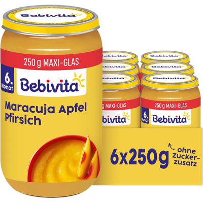 Bebivita Früchte Maracuja in Apfel Pfirsich 6 x 250 g Bebivita Früchte Maracuja in Apfel Pfirsich 6 x 250 g