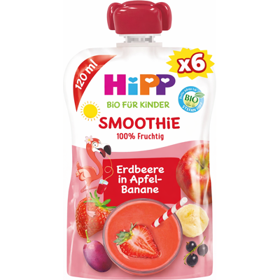 Hipp Smoothie Mix im Quetschbeutel, Rote Früchte in Apfel-Banane, ab dem 13. Monat, 120 ml 6er Pack (6 × 120 ml) Hipp Smoothie Mix im Quetschbeutel, Rote Früchte in Apfel-Banane, ab dem 13. Monat, 120 ml 6er Pack (6 × 120 ml)