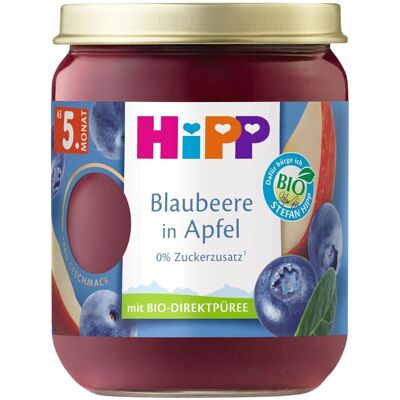 HiPP Bio Früchte Blaubeere in Apfel, ab dem 5. Monat, 160g 6er Pack (6x160g) HiPP Bio Früchte Blaubeere in Apfel, ab dem 5. Monat, 160g 6er Pack (6x160g)