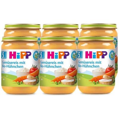 Hipp Gemüsereis mit Bio-Huhn (ab 5 Monaten) Multipack 6 x 190 g Hipp Gemüsereis mit Bio-Huhn (ab 5 Monaten) Multipack 6 x 190 g