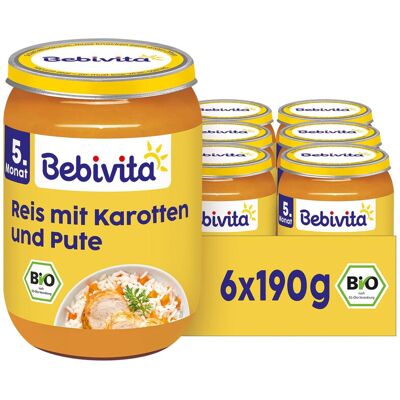 Bebivita Reis mit Karotten und Pute ab 5. Monat 6 x 190 g Bebivita Reis mit Karotten und Pute ab 5. Monat 6 x 190 g
