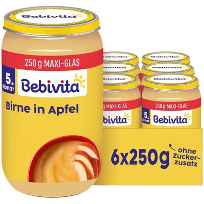 Bebivita Früchte Birne in Apfel, ab dem 5. Monat, 250g 6er Pack (6x250g) Bebivita Früchte Birne in Apfel, ab dem 5. Monat, 250g 6er Pack (6x250g)