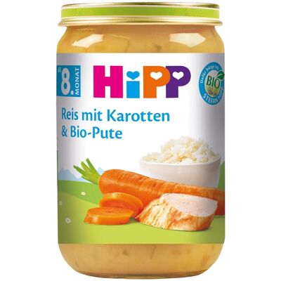HiPP Bio Reis mit Karotten und Bio-Pute, ab dem 8. Monat, 220g 6er Pack (6x220g) HiPP Bio Reis mit Karotten und Bio-Pute, ab dem 8. Monat, 220g 6er Pack (6x220g)