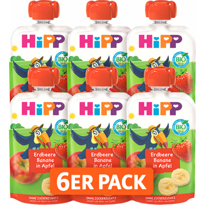 HiPP HiPPiS Quetschbeutel Erdbeere-Banane in Apfel - Theo Tukan ab 1 Jahr 8 x 100 g HiPP HiPPiS Quetschbeutel Erdbeere-Banane in Apfel - Theo Tukan ab 1 Jahr 8 x 100 g