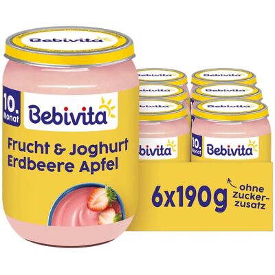 Bebivita Frucht & Joghurt Erdbeere in Apfel, 190 g 6er Pack (6 x 190 g) Bebivita Frucht & Joghurt Erdbeere in Apfel, 190 g 6er Pack (6 x 190 g)