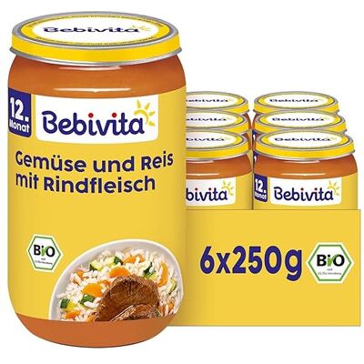 Bebivita Gemüse und Reis mit Rindfleisch ab 12. Monat 6 x 250 g Bebivita Gemüse und Reis mit Rindfleisch ab 12. Monat 6 x 250 g