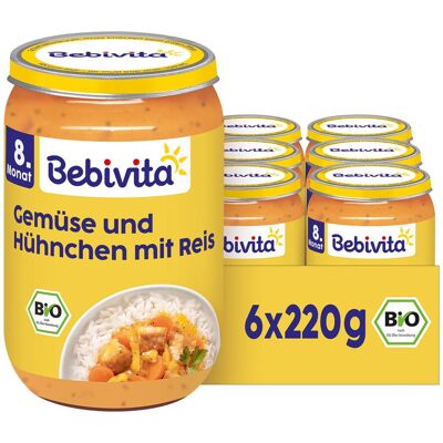 Bebivita Menü Gemüse-Reis mit Hühnchen nach asiatischer Art 6 x 220 g Bebivita Menü Gemüse-Reis mit Hühnchen nach asiatischer Art 6 x 220 g