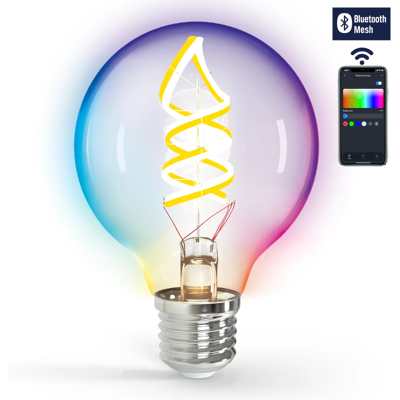 Aigostar Bluetooth Mesh Smart-Filament-Glühbirne G80 4.9W RGBW Aigostar Bluetooth Mesh Smart-Filament-Glühbirne G80 4.9W RGBW