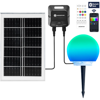 Aigostar Bluetooth-Mesh, intelligente Solar-Bodenleuchte, 20 W RGBCCT-Farbglühbirne Aigostar Bluetooth-Mesh, intelligente Solar-Bodenleuchte, 20 W RGBCCT-Farbglühbirne