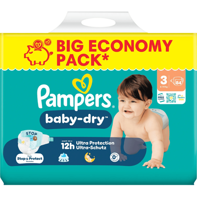Pampers Baby Dry Größe 3 Midi 6-10kg Big Economy Pack 84 Stück Pampers Baby Dry Größe 3 Midi 6-10kg Big Economy Pack 84 Stück