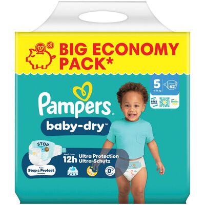 Pampers Baby-Dry Windeln Größe 5 Junior 11-16 kg große Sparpackung Pampers Baby-Dry Windeln Größe 5 Junior 11-16 kg große Sparpackung