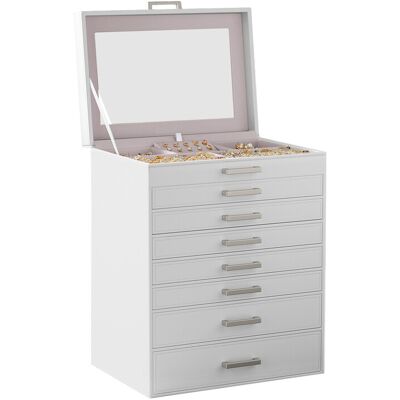Ochama Große 8-stufige Schmuckkasten-Organizer mit separatem Uhrenfach, stapelbare Schubladen mit transparenter Glasabdeckung zur Präsentation, kompakter vertikaler Fußabdruck 30,2x21,4x39cm, ideal für Ringe, Ketten, Ohrringe, Armbänder, Uhren, Frisiertis Ochama Große 8-stufige Schmuckkasten-Organizer mit separatem Uhrenfach, stapelbare Schubladen mit transparenter Glasabdeckung zur Präsentation, kompakter vertikaler Fußabdruck 30,2x21,4x39cm, ideal für Ringe, Ketten, Ohrringe, Armbänder, Uhren, Frisiertis