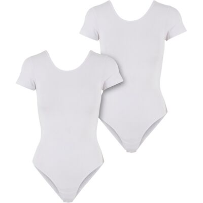 Urban Classics Damen-Body aus elastischem Bio-Jersey, 2er-Pack Weiß+Weiß Urban Classics Damen-Body aus elastischem Bio-Jersey, 2er-Pack Weiß+Weiß