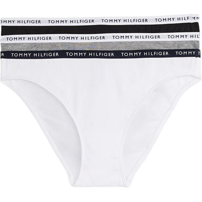 Tommy Hilfiger Damen RECYCLED ESSENTIALS 3er-Pack Bikini-Slips - Mittelgrau meliert/Weiß/Schwarz Tommy Hilfiger Damen RECYCLED ESSENTIALS 3er-Pack Bikini-Slips - Mittelgrau meliert/Weiß/Schwarz
