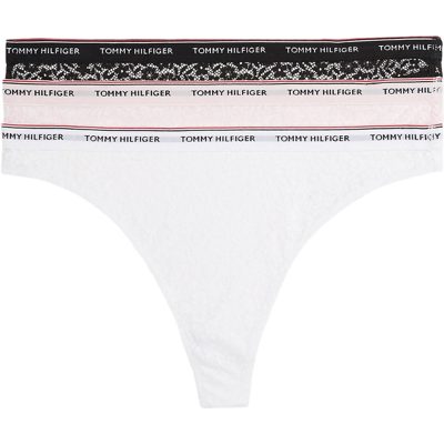 Tommy Hilfiger PREMIUM ESSENTIALS 3er-Pack Spitzen-Tangas (Große Größen) Schwarz/Weiß/Hellrosa Tommy Hilfiger PREMIUM ESSENTIALS 3er-Pack Spitzen-Tangas (Große Größen) Schwarz/Weiß/Hellrosa