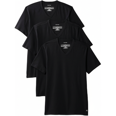 Calvin Klein V-Neck-Kurzarm-Shirt 3er-Pack – Baumwoll-Stretch-Mischung – Herren – Schwarz – XS Calvin Klein V-Neck-Kurzarm-Shirt 3er-Pack – Baumwoll-Stretch-Mischung – Herren – Schwarz – XS
