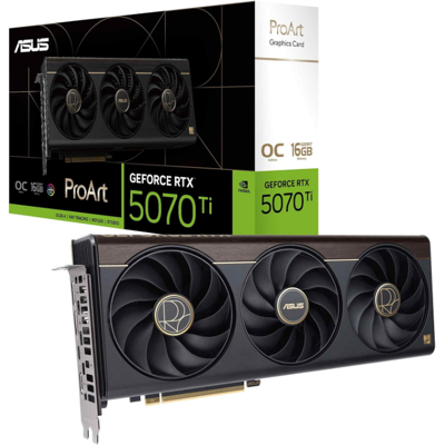 ASUS ProArt GeForce RTX 5070 Ti OC Edition 16 GB GDDR7 Content-Creation-GPU (NVIDIA Blackwell-Architektur, 2x DisplayPort 2.1b, PROART-RTX5070TI-O16G, DLSS 4, Gaming, 2,5-Slot, 1x USB-C, 1x HDMI 2.1b) ASUS ProArt GeForce RTX 5070 Ti OC Edition 16 GB GDDR7 Content-Creation-GPU (NVIDIA Blackwell-Architektur, 2x DisplayPort 2.1b, PROART-RTX5070TI-O16G, DLSS 4, Gaming, 2,5-Slot, 1x USB-C, 1x HDMI 2.1b)