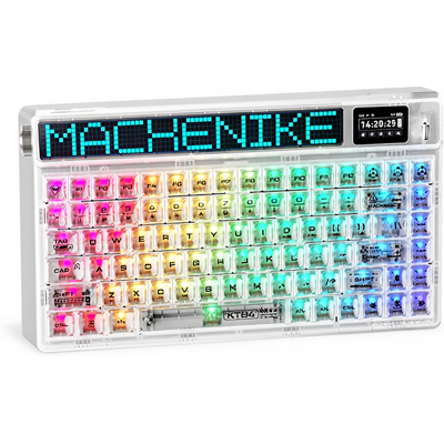 MACHENIKE KT84-B84W mechanische 75-%-Tastatur mit drei Modi, QWERTY-US-Layout, intelligenter Bildschirm, Weiß, Gateron-Schalter Gelb MACHENIKE KT84-B84W mechanische 75-%-Tastatur mit drei Modi, QWERTY-US-Layout, intelligenter Bildschirm, Weiß, Gateron-Schalter Gelb