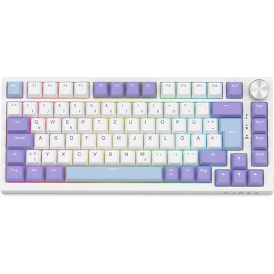 AJAZZ AK820 kabelgebundene mechanische Tastatur, 75%-Gaming-Tastatur mit Lautstärkeregler, deutsches QWERTZ-Layout, 82 Tasten, fünf Schichten Schallisolierungs-Pad, RGB-Hintergrundbeleuchtung, Hot-Swap für alle Tasten AJAZZ AK820 kabelgebundene mechanische Tastatur, 75%-Gaming-Tastatur mit Lautstärkeregler, deutsches QWERTZ-Layout, 82 Tasten, fünf Schichten Schallisolierungs-Pad, RGB-Hintergrundbeleuchtung, Hot-Swap für alle Tasten