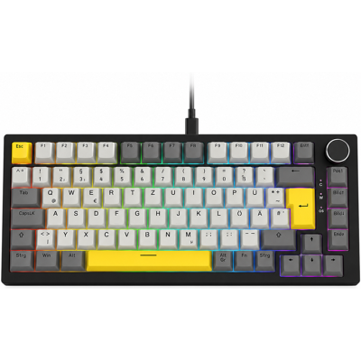 AJAZZ AK820 kabelgebundene mechanische Tastatur, 75%-Gaming-Tastatur mit Lautstärkeregler, deutsches QWERTZ-Layout, 82 Tasten, fünf Schichten Schalldämpfungspad, RGB-Hintergrundbeleuchtung, Hot-Swap für alle Tasten AJAZZ AK820 kabelgebundene mechanische Tastatur, 75%-Gaming-Tastatur mit Lautstärkeregler, deutsches QWERTZ-Layout, 82 Tasten, fünf Schichten Schalldämpfungspad, RGB-Hintergrundbeleuchtung, Hot-Swap für alle Tasten