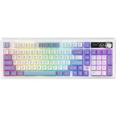 AJAZZ AK980 V2 Kabellose mechanische Tastatur, 98 % QWERTY-Layout, im laufenden Betrieb austauschbare Spieletastatur mit Lautstärkedrehknopf und TFT-Display, 10000 mAh Akku, kabelgebunden/Bluetooth/2,4G, RGB-Beleuchtung - Geschenk-Schalter V2/Meersalz-Lil AJAZZ AK980 V2 Kabellose mechanische Tastatur, 98 % QWERTY-Layout, im laufenden Betrieb austauschbare Spieletastatur mit Lautstärkedrehknopf und TFT-Display, 10000 mAh Akku, kabelgebunden/Bluetooth/2,4G, RGB-Beleuchtung - Geschenk-Schalter V2/Meersalz-Lil