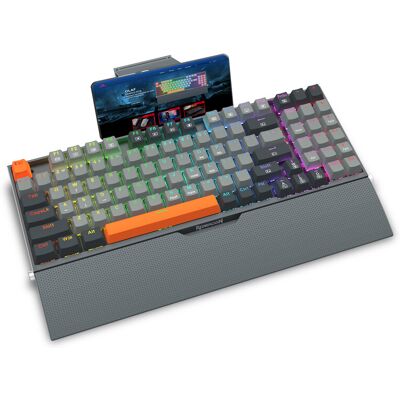 Redragon 94 Tasten Kabelgebundene Mechanische Gaming-Tastatur, Vollmetall Robustes Custom-Board mit integriertem Handyhalter & ergonomischer Handballenauflage, Anti-Ghosting Tactile Deck für PC Mac Gamer Redragon 94 Tasten Kabelgebundene Mechanische Gaming-Tastatur, Vollmetall Robustes Custom-Board mit integriertem Handyhalter & ergonomischer Handballenauflage, Anti-Ghosting Tactile Deck für PC Mac Gamer