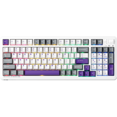 Machenike KG98 96% Tri-Mode mechanische Tastatur, US-QWERTY-Layout, Purple-Gold Switch, Lila Machenike KG98 96% Tri-Mode mechanische Tastatur, US-QWERTY-Layout, Purple-Gold Switch, Lila