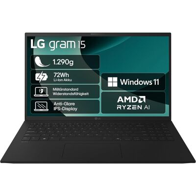 2025 LG gram Notebook 15 Zoll Laptop - AMD Ryzen AI 7 350 (16GB RAM, 1TB Dual SSD, AMD Radeon 860M Grafikkarte, Windows 11 Home, Bluetooth 5.3, Thunderbolt 4) - Schwarz 2025 LG gram Notebook 15 Zoll Laptop - AMD Ryzen AI 7 350 (16GB RAM, 1TB Dual SSD, AMD Radeon 860M Grafikkarte, Windows 11 Home, Bluetooth 5.3, Thunderbolt 4) - Schwarz