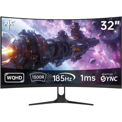 Ktc 32 Zoll Curved Gaming Monitor, 2K 180 Hz (OC 185 Hz) 1500R Monitor, H32S5 QHD 1440P PC Computer Monitor, 1 ms mit Adaptive Sync, DisplayPort/HDMI/USB, VESA Wandhalterung, Neigbar Ktc 32 Zoll Curved Gaming Monitor, 2K 180 Hz (OC 185 Hz) 1500R Monitor, H32S5 QHD 1440P PC Computer Monitor, 1 ms mit Adaptive Sync, DisplayPort/HDMI/USB, VESA Wandhalterung, Neigbar