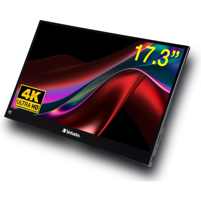 Verbatim tragbarer Touchscreen-Monitor, 4K 17,3 Zoll HDR-Display für Laptop, Tablet, Smartphone, PS5, Nintendo Switch mit USB-C und HDMI, Schwarz Verbatim tragbarer Touchscreen-Monitor, 4K 17,3 Zoll HDR-Display für Laptop, Tablet, Smartphone, PS5, Nintendo Switch mit USB-C und HDMI, Schwarz