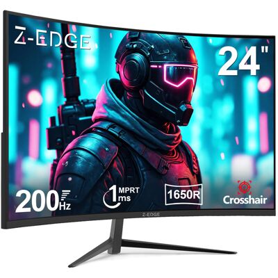 Z-EDGE UG24 Curved Gaming Monitor 24 Zoll Full HD, 200Hz 1ms MPRT, VA Panel, FreeSync, 300cd/m² Helligkeit, HDMI & DP, für PC Gaming Z-EDGE UG24 Curved Gaming Monitor 24 Zoll Full HD, 200Hz 1ms MPRT, VA Panel, FreeSync, 300cd/m² Helligkeit, HDMI & DP, für PC Gaming
