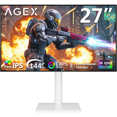 Z-Edge AGEX QHD Gaming Monitor 27 Zoll 2K 1440P, 144 Hz 1 ms MPRT, Fast IPS, FreeSync, HDR10, Höhenverstellbarer Standfuß, DP & HDMI, Für PC Gaming - Weiß Z-Edge AGEX QHD Gaming Monitor 27 Zoll 2K 1440P, 144 Hz 1 ms MPRT, Fast IPS, FreeSync, HDR10, Höhenverstellbarer Standfuß, DP & HDMI, Für PC Gaming - Weiß