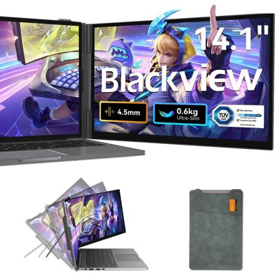Blackview SCM6 Laptop-Bildschirmerweiterung (600 g, 4,5 mm) - 14" FHD IPS Augenfreundlicher Tragbarer Monitor für Laptops, Integrierter Ständer, Doppeldisplay für 13"-17" Laptops, Plug & Play für Mac/Windows/Android Blackview SCM6 Laptop-Bildschirmerweiterung (600 g, 4,5 mm) - 14" FHD IPS Augenfreundlicher Tragbarer Monitor für Laptops, Integrierter Ständer, Doppeldisplay für 13"-17" Laptops, Plug & Play für Mac/Windows/Android