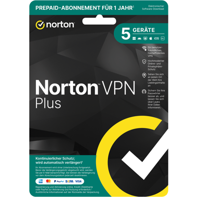 Norton VPN Plus, 5 Geräte, 1 Jahr Norton VPN Plus, 5 Geräte, 1 Jahr