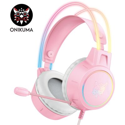 ONIKUMA X15PRO-Pink kabelgebundene Gaming-Kopfhörer mit RGB-Beleuchtungseffekten ONIKUMA X15PRO-Pink kabelgebundene Gaming-Kopfhörer mit RGB-Beleuchtungseffekten
