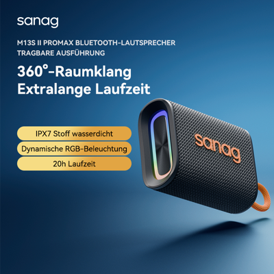 sanag M13SIIProMax Stoff kräftiger Bass RGB IPX7 wasserdichter tragbarer kabelloser Bluetooth-Lautsprecher gewebter Stoff Hi-Fi-Außenlautsprecher S-M13SIIProMax-PT-Lautsprecher-Schwarz sanag M13SIIProMax Stoff kräftiger Bass RGB IPX7 wasserdichter tragbarer kabelloser Bluetooth-Lautsprecher gewebter Stoff Hi-Fi-Außenlautsprecher S-M13SIIProMax-PT-Lautsprecher-Schwarz