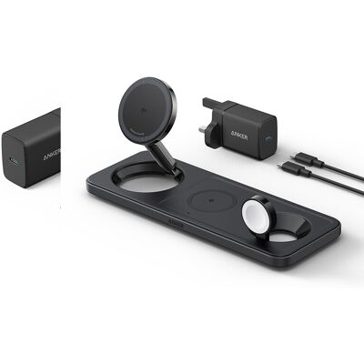 Anker MagGo 15W Drahtlose Ladestation - 3-in-1 Schwarz Anker MagGo 15W Drahtlose Ladestation - 3-in-1 Schwarz