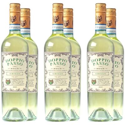 Doppio Passo Grillo Sizilien DOC Weißwein, halbtrocken, 6 x 0,75 l Doppio Passo Grillo Sizilien DOC Weißwein, halbtrocken, 6 x 0,75 l