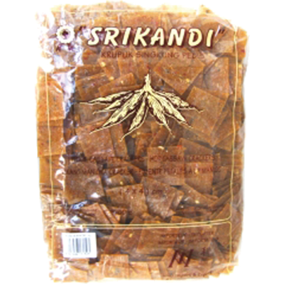 Srikandi Heiße Maniok-Chips 4x4cm Packung 1kg Srikandi Heiße Maniok-Chips 4x4cm Packung 1kg