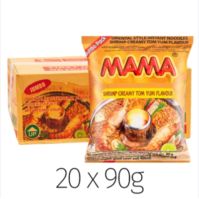MAMA Instant-Nudeln, cremige Garnelen Tom Yum, 20 x 90 g (1 Box) MAMA Instant-Nudeln, cremige Garnelen Tom Yum, 20 x 90 g (1 Box)