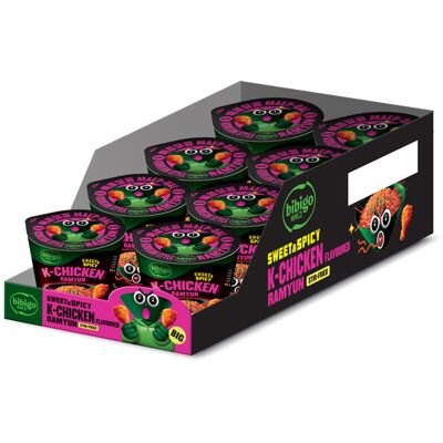bibigo K-Chicken-Geschmack Ramyun Süß & Scharf, 8x98 g bibigo K-Chicken-Geschmack Ramyun Süß & Scharf, 8x98 g