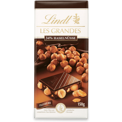 Lindt LES GRANDES Feinherb Haselnuss, 150g Lindt LES GRANDES Feinherb Haselnuss, 150g