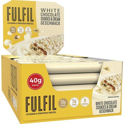FULFIL Vitamin- & Proteinriegel Weiße Schokolade. Cookies & Cream Geschmack 15x40 g - 600 g FULFIL Vitamin- & Proteinriegel Weiße Schokolade. Cookies & Cream Geschmack 15x40 g - 600 g
