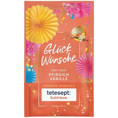 TETESEPT Badesalz “Glückwünsche”, 12 x 50 g - Pfirsich & Vanille Duft - Für trockene Haut TETESEPT Badesalz “Glückwünsche”, 12 x 50 g - Pfirsich & Vanille Duft - Für trockene Haut